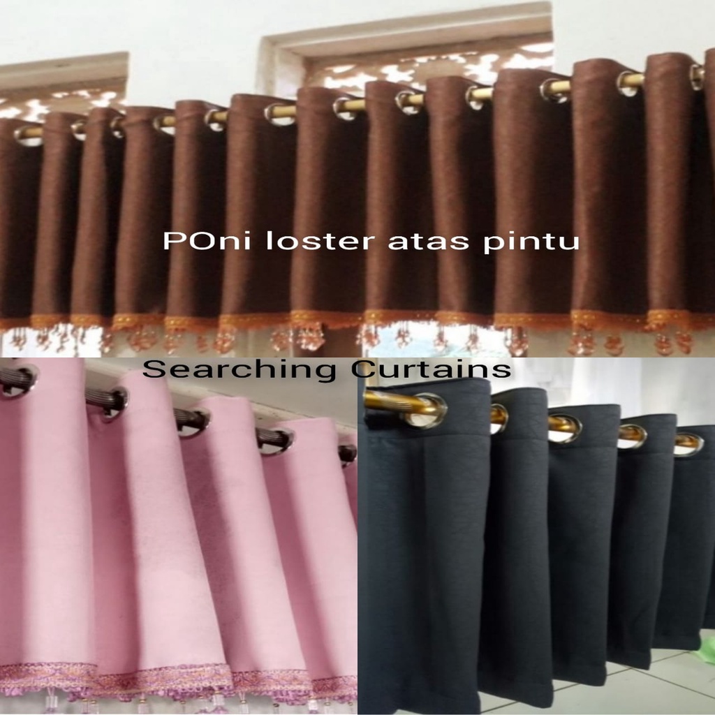 poni gorden blackaut atas pintu abu coklat pink dekorasi tirei jendela pintu minimalis terbaru 2022