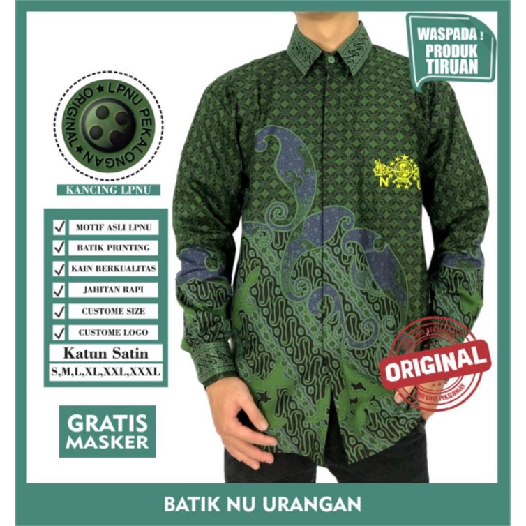 Kemeja Batik NU Resmi Motif Urangan Katun Primis - Kemeja Batik Pria Lengan Panjang - Baju Batik Jum