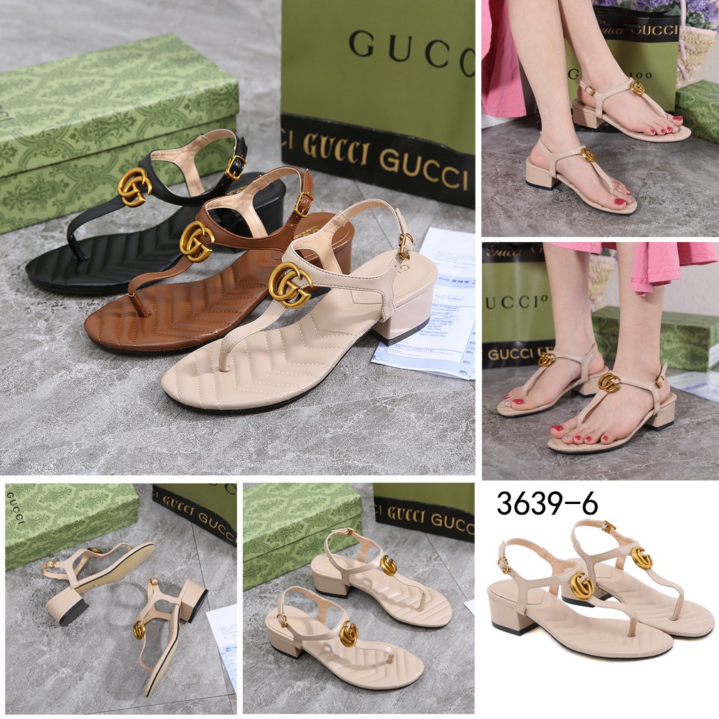 -DOUBLE G LEATHER THONG SANDALS 3639-6