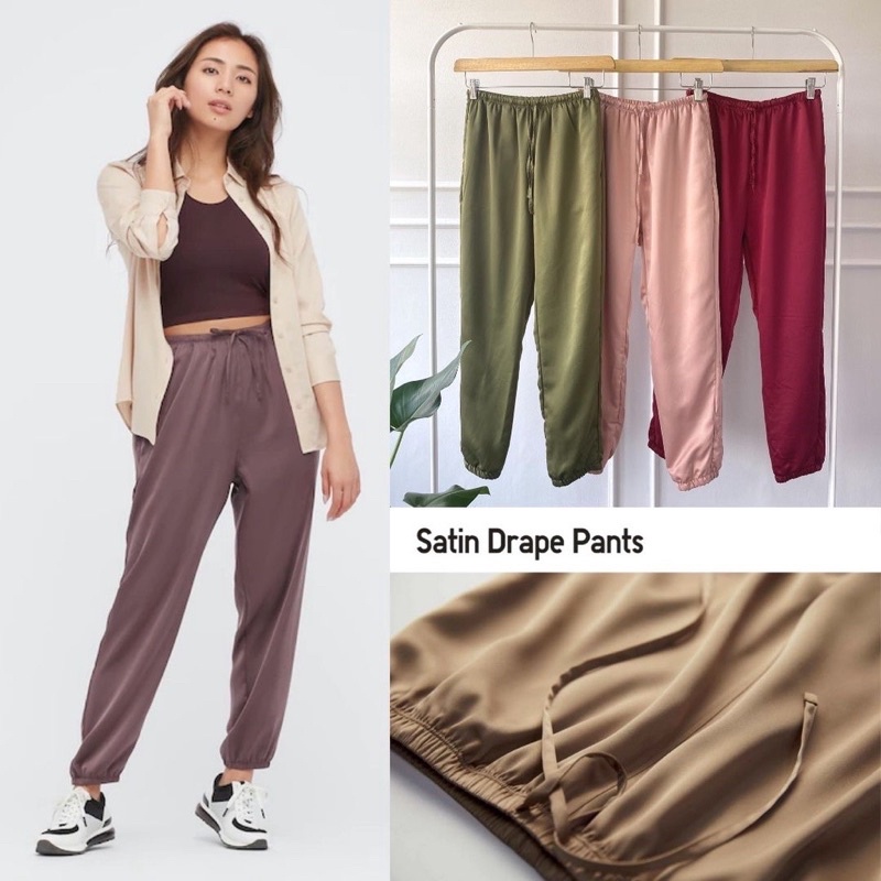 uniqlo drape satin jogger wanita/celana unq wanita