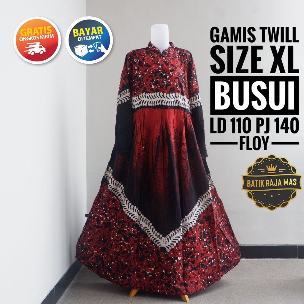 Gamis Wanita Dewasa Ibu Ibu Orang Tua Twill Ori Pekalongan Syari Lebaran Busui Friendly Resleting De
