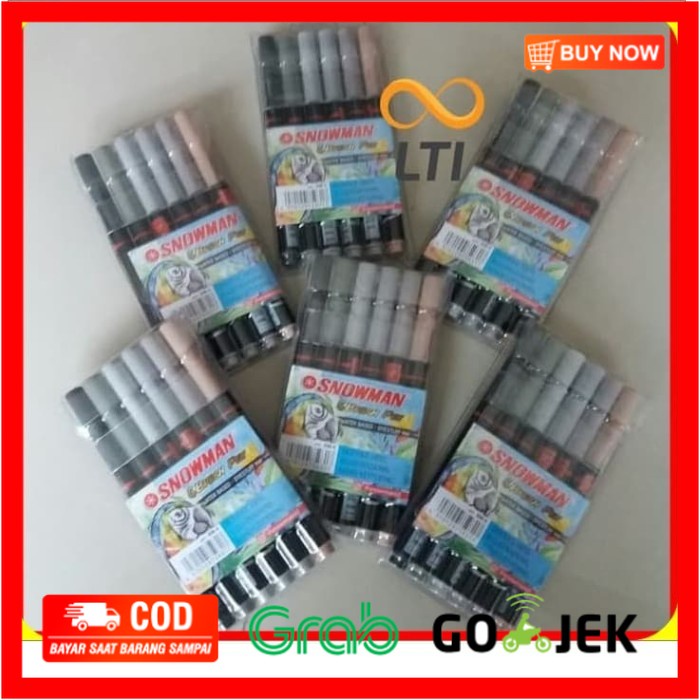 

(BISA COD) MURAH Snowman Brushpen / Brush Pen 6 Colour BM-6