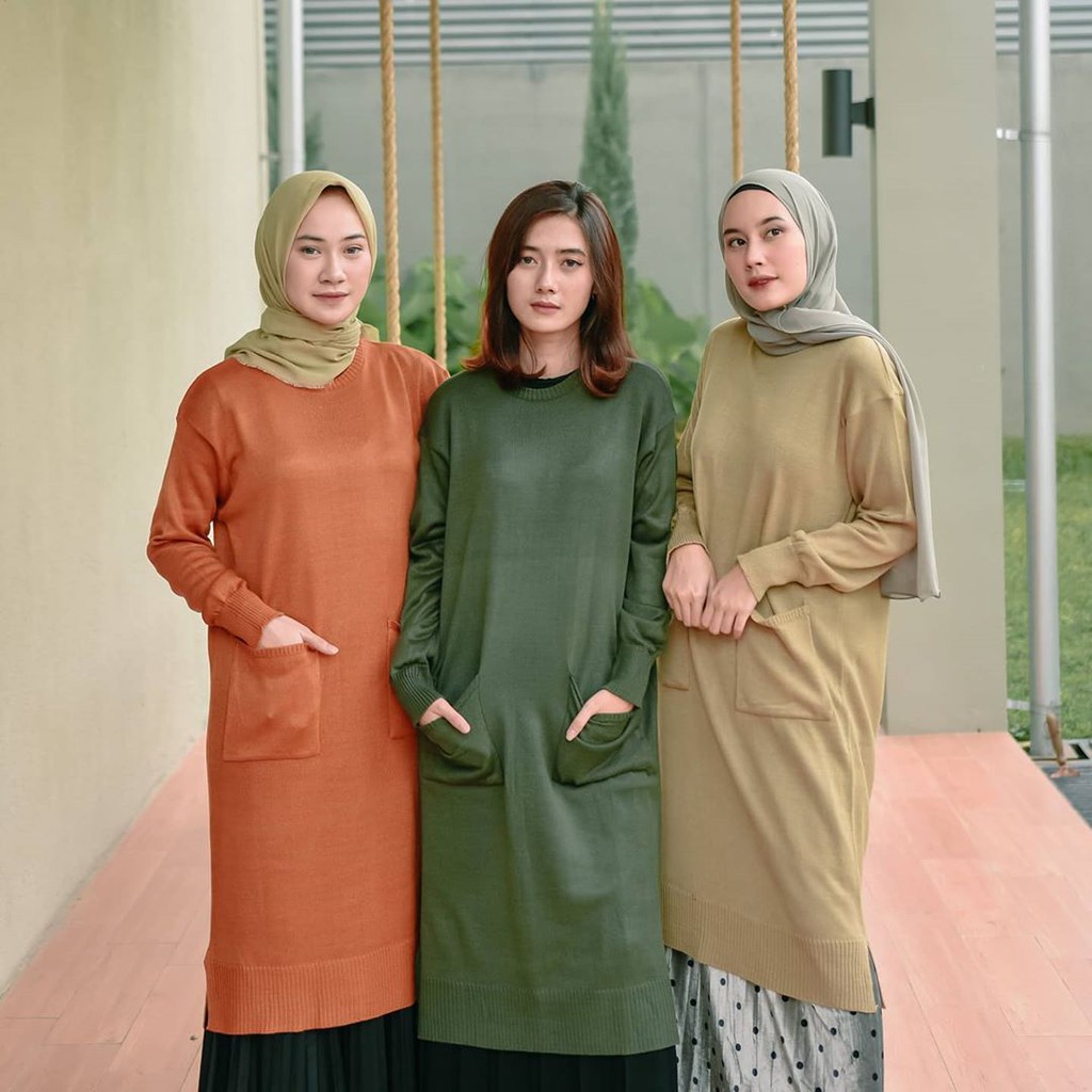 NOUSKA - ANAYA Blouse Atasan Rajut Korea Polos Hijab Kekinian Korean Style