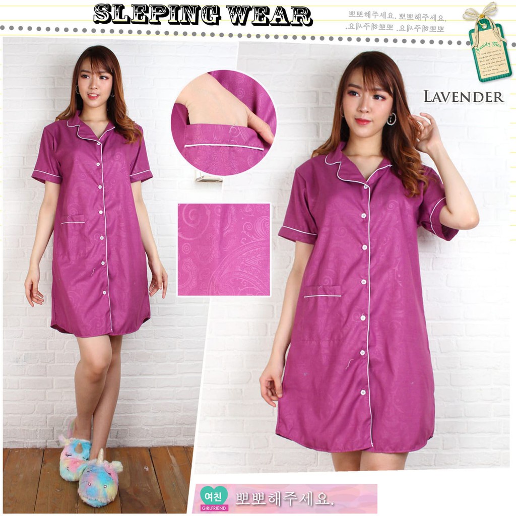 FORTGLASS DST Satin Embos Sleepwear Baju Tidur Daster Wanita Dewasa Lengan Pendek