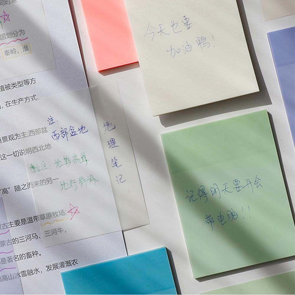 【 ELEGANT 】 Notepad Transparan 50lembar/Pack 6warna Waterproof To Do List Paper Alat Tulis Memo Pad