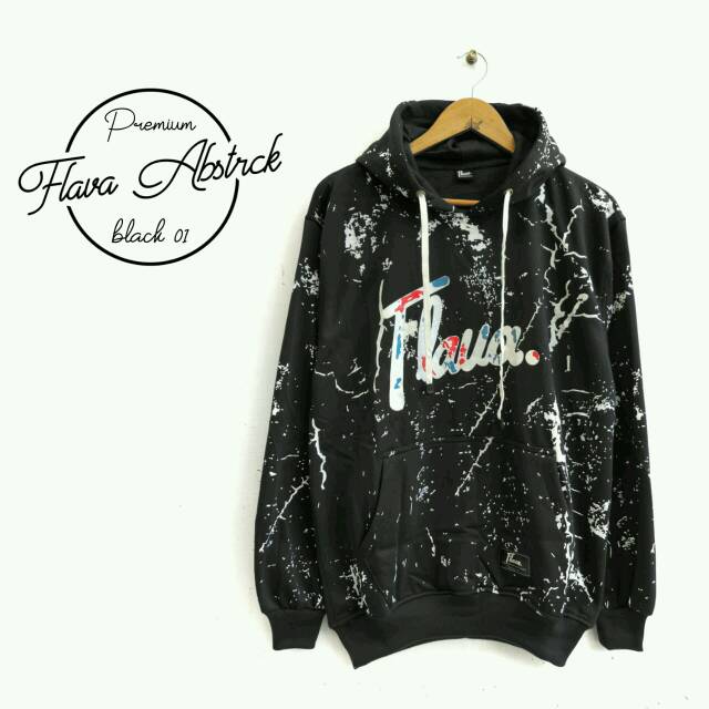 Hoodie flava abstrak petir bercak fullprint