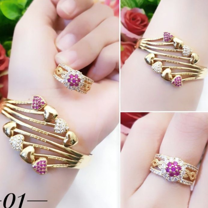 Xuping Set Perhiasan Gelang dan Cincin Cantik Terlaris L889