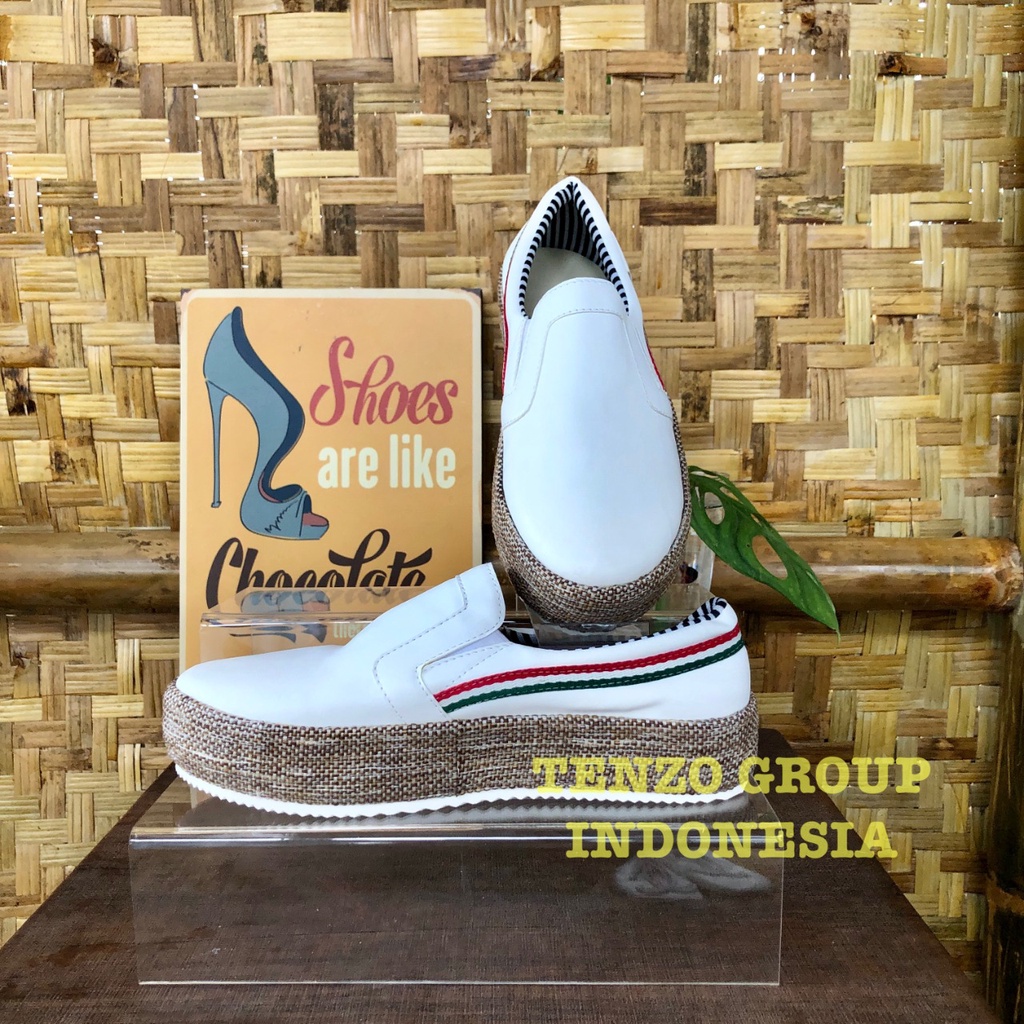 Tenzo Shoes || Tnz 31 Cvs Sepatu Wanita Tenzo List Bendera Canvas Putih homemade