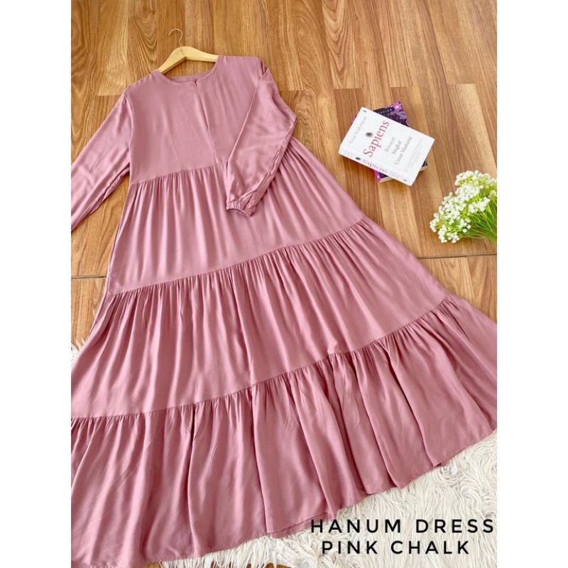 HANUM DRESS/dress rayon /gamis susun polos tali samping/gamis busui/home dress/COD