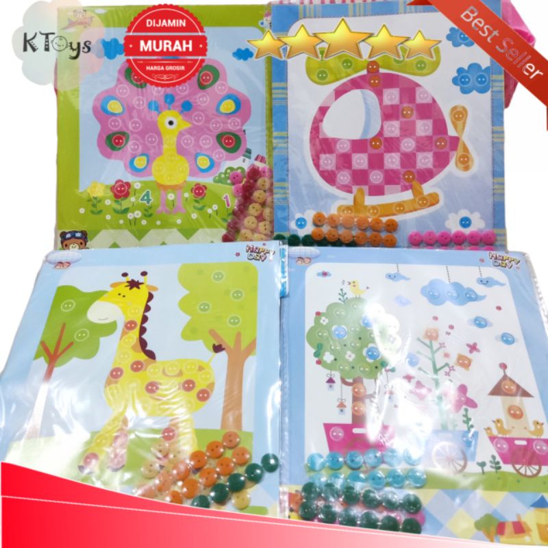 DIY stiker mosaik tempel kancing atau sticky buttons