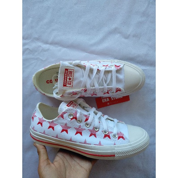 CONVERSE CTAS OX RIVALS STAR PRINT WHITE RED 168809C ORIGINAL MURAH