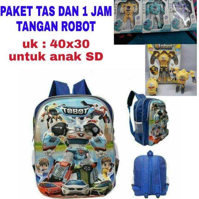 TAS TOBOT TAD ANAK GAMBAR TOBOT TAS  ANAK SD  FREE JAM TANGAN