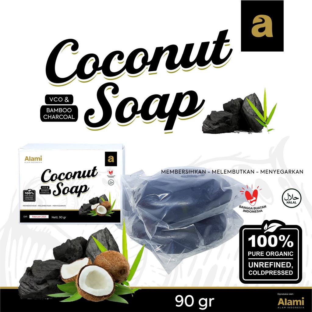 VCO SOAP Sabun Vco 90 gr Organic Plus arang Bamboo Charcoal | ALAMI Alam Indonesia