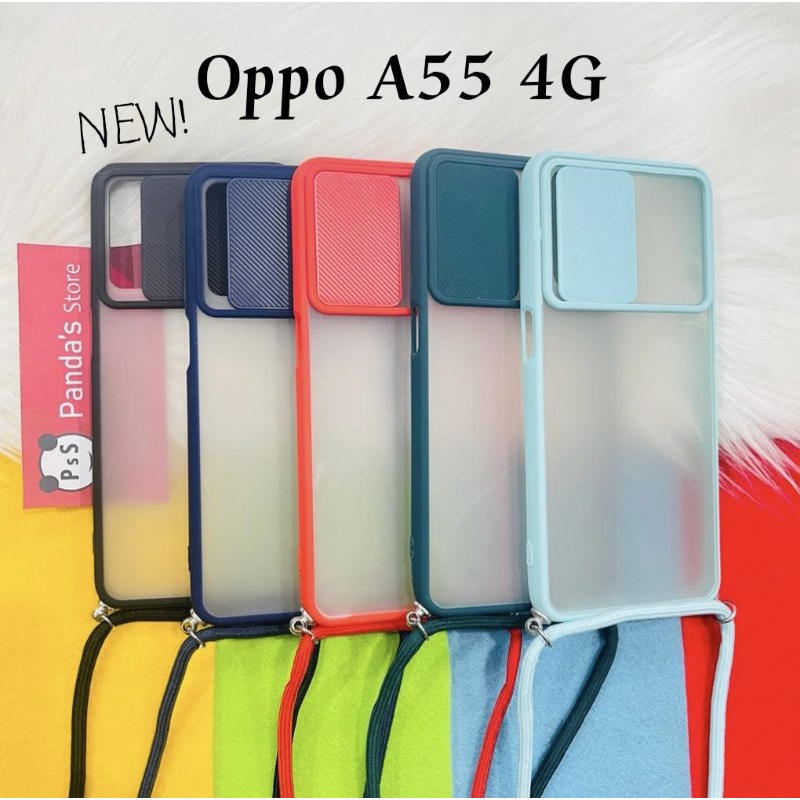 Oppo A55 4G New Softcase dove sliding camera + Tali Laynard [Premium]