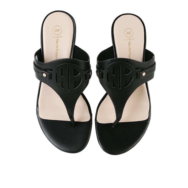 SANDAL WEDGES KULIT HUSH PUPPIES WANITA ORIGINAL TERBARU HITAM HW08