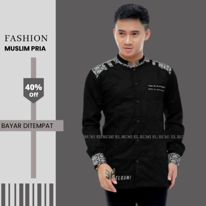 [ BISA COD ] Baju koko Pria Lengan Panjang Baju Koko Dewasa Seragam Hadroh Koko Keren