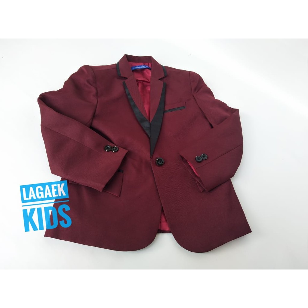 Jas Anak Tuxedo Anak Tahun 4 - 10 - Setelan Tuxedo Anak Setelan Jas Anak Laki Premium MERAH MARUN Usia 4 -10 Tahun 8in1 - Setelan Tuxedo Maroon Dasi Kupu