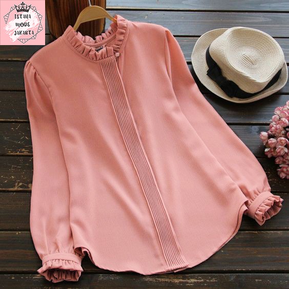 ISTANA MODE JAKARTA Lilac baju atasan wanita terbaru blouse korean style blouse wanita lengan panjang-1