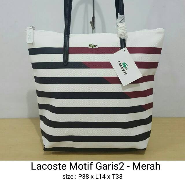 EXCLUSIVE Tas / Totebag Lacoste Vertikal Motif ( tas wanita tas import ) TERLARIS