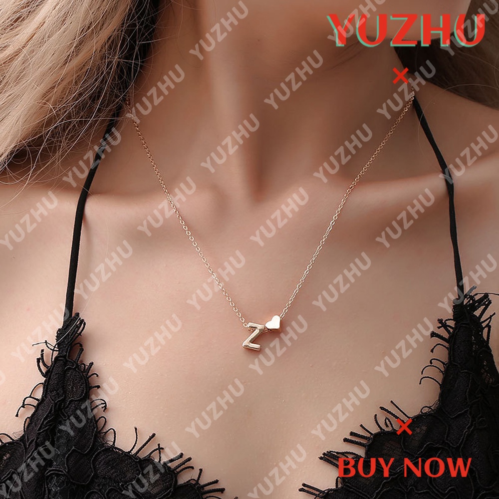 (YUZHU) Kalung Rantai A-T Liontin Motif Huruf Bahan Stainless Steel Warna ROSE GOLD SILVER GOLD