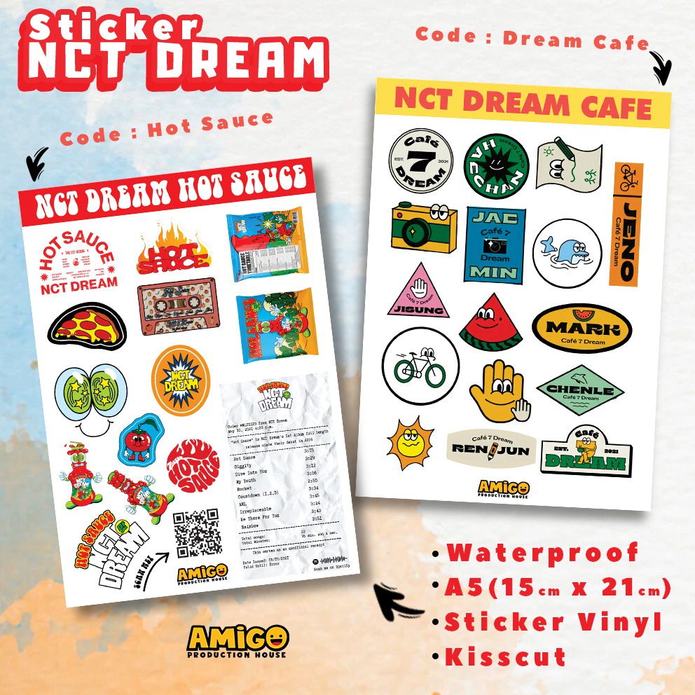 Stiker NCT DREAM Cafe 7 Dream Hot Sauce We Boom Hello Future Custom Merchandise Unofficial NCTzen