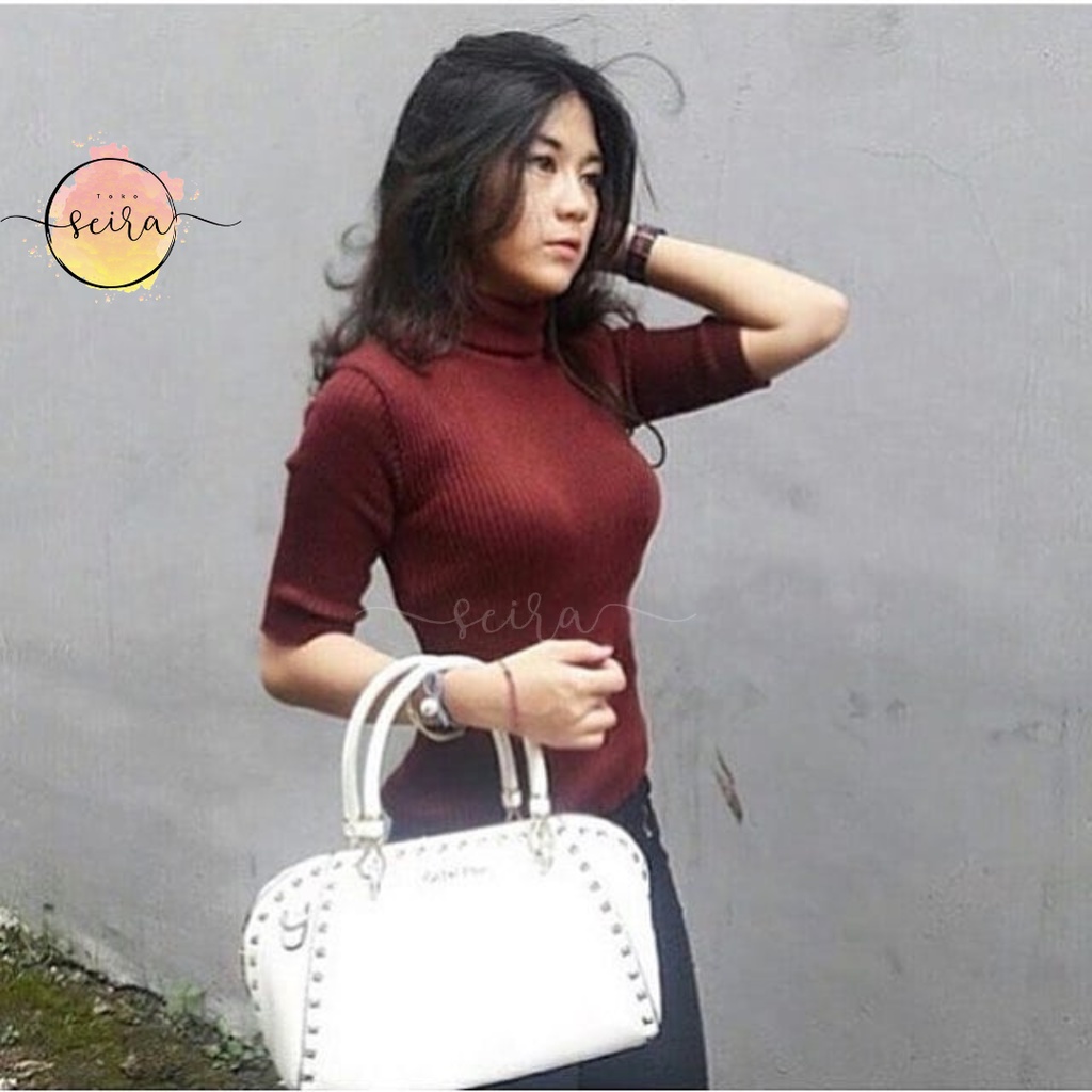 [BISA COD] Beybi Turtleneck 3/4 / Sweater Knitted Korea / Basic Inner