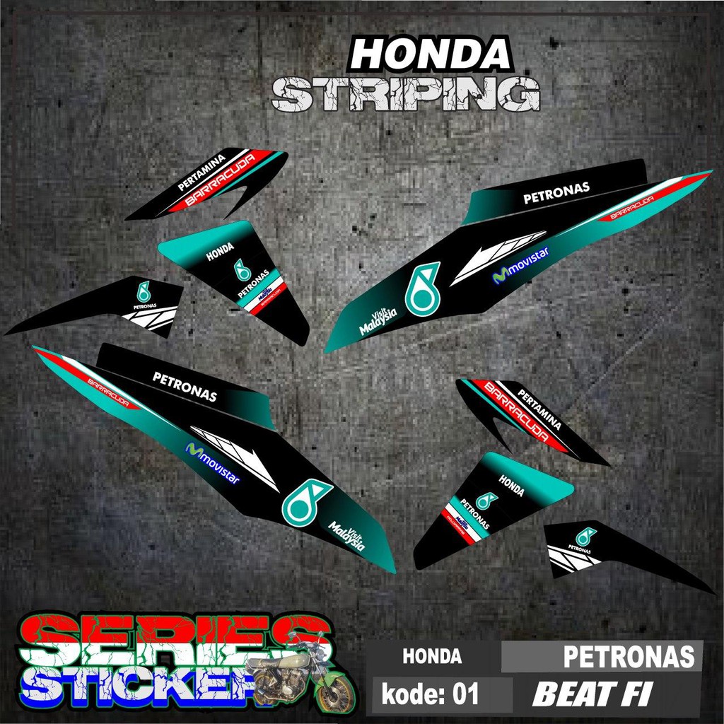 (cod) striping motor honda beat fi 2013-2015 [01] desain PETRONAS grafis minimalis