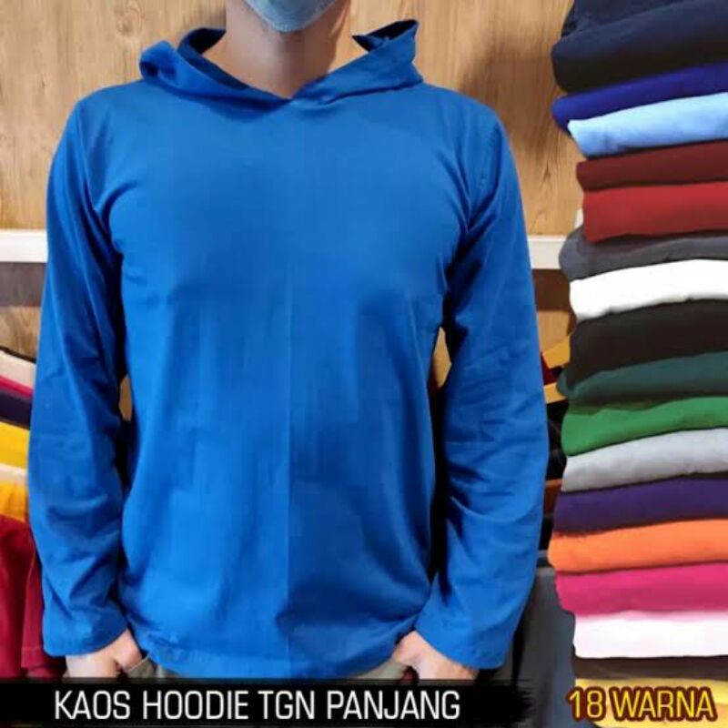 kaos polos hoodie lengan panjang