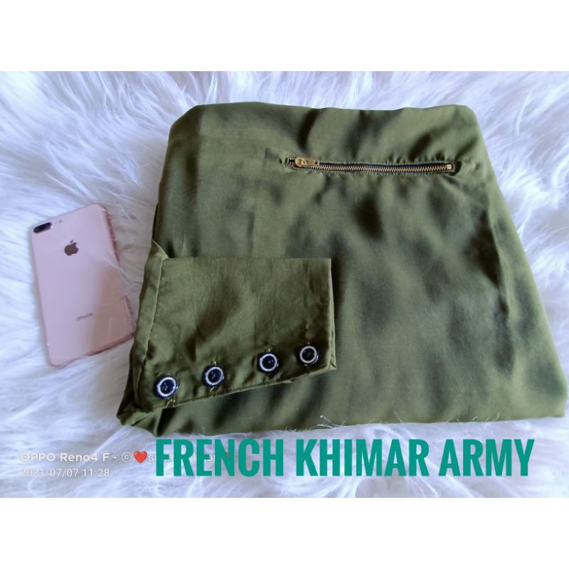 (BISA COD)READY STOK FRENCH KHIMAR LENGAN KANCING SAKU ZIPPER MEWAH BEST SELLER/French Khimar Set Rok Murah/ bahan crinkle air flow SEDIA UKURAN JUMBO