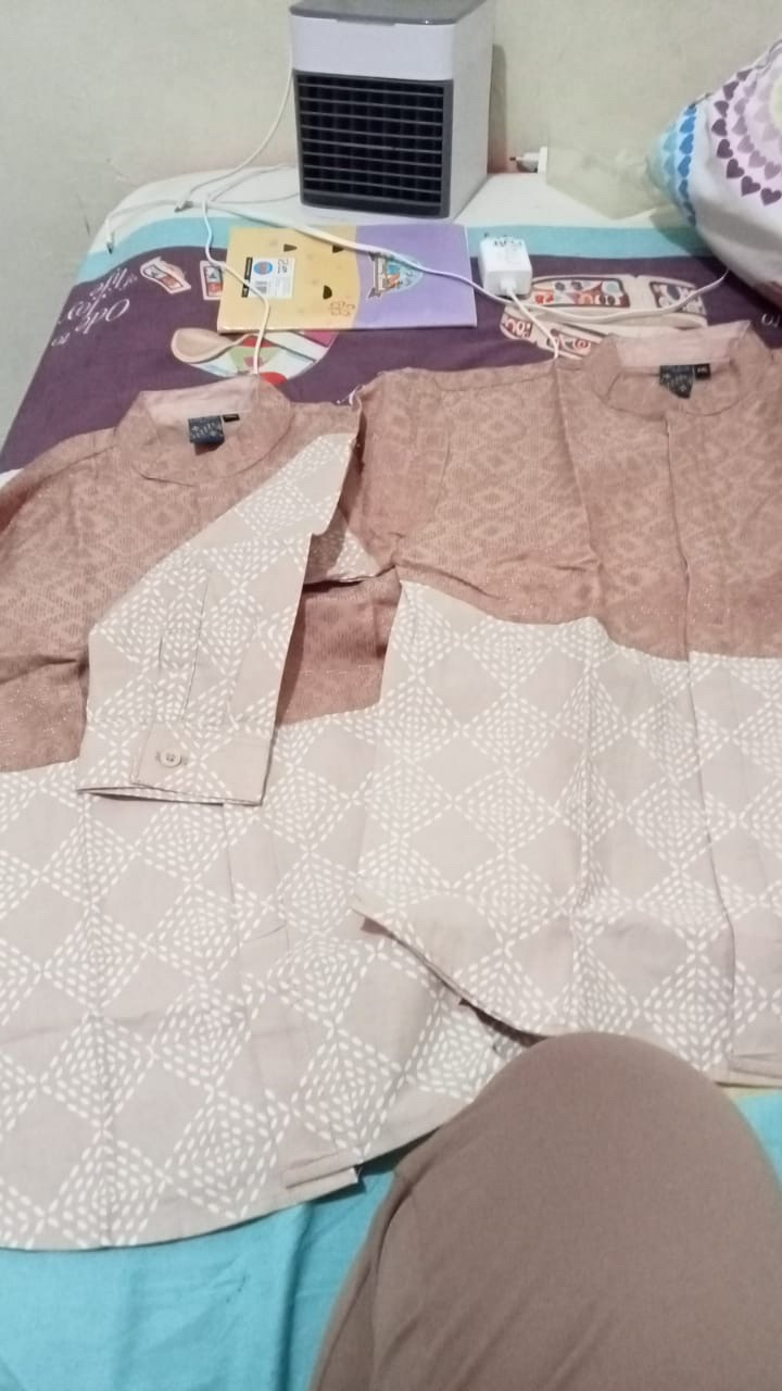 Open Preorder Kemeja Batik Couple Anak & Ayah Panjang / Pendek, Kombinasi Krem