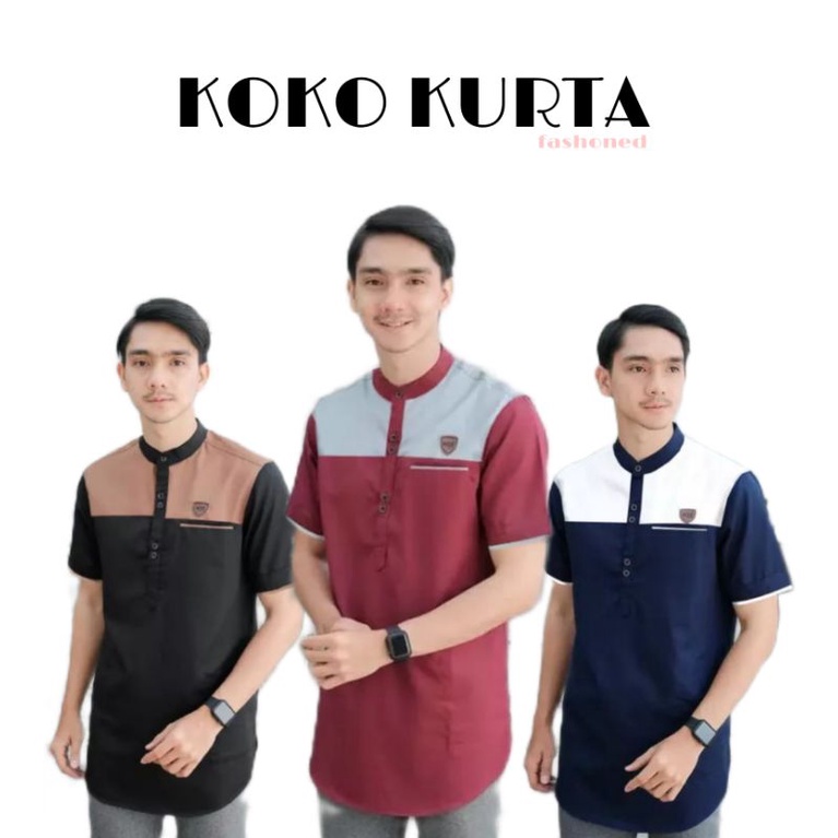 Kemeja Dewasa Lengan Pendek Koko Kurta Matt Toyobo M L XL