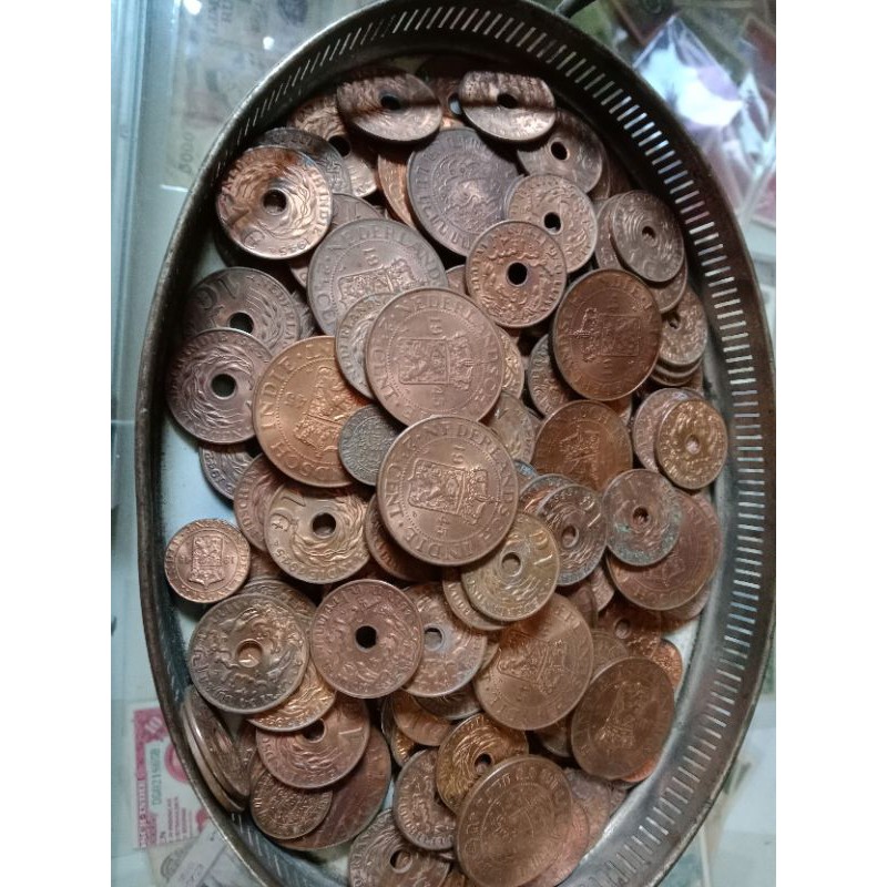 koin benggol 2 1/2 cent dan 1 cent koin kuno