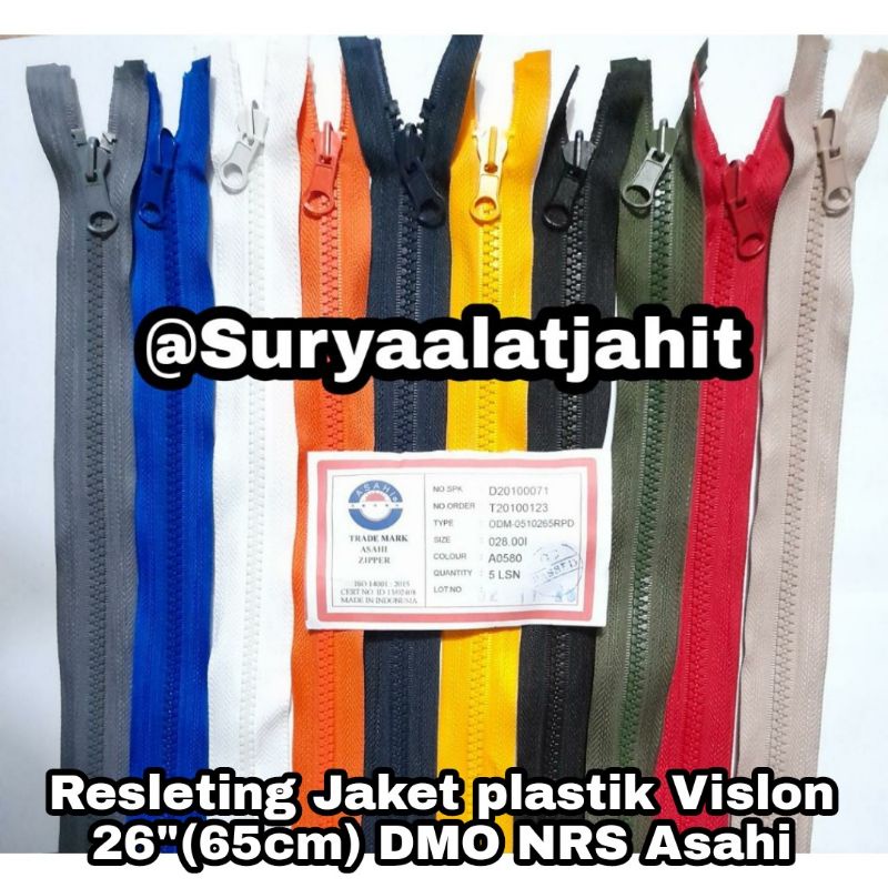 Resleting Jaket 65cm DMO NRS Asahi vislon@1lsn =rp.33.000/12pcs