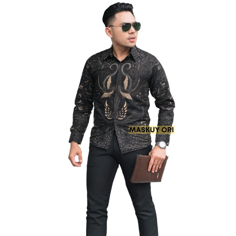 BAJU BATIK PRIA LENGAN PANJANG SLIM FIT PREMIUM FURING ADEM MODERN KEMEJA CASUAL FORMAL S M L XL XXL ACARA KONDANGAN HAJATAN MANTAN