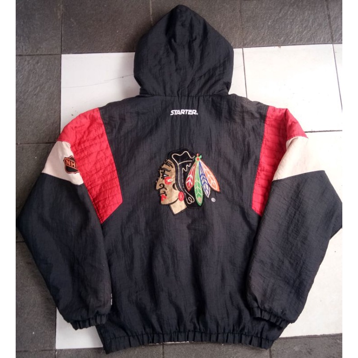 (sold) jaket starter nhl nfl mlb nba Black Hawks