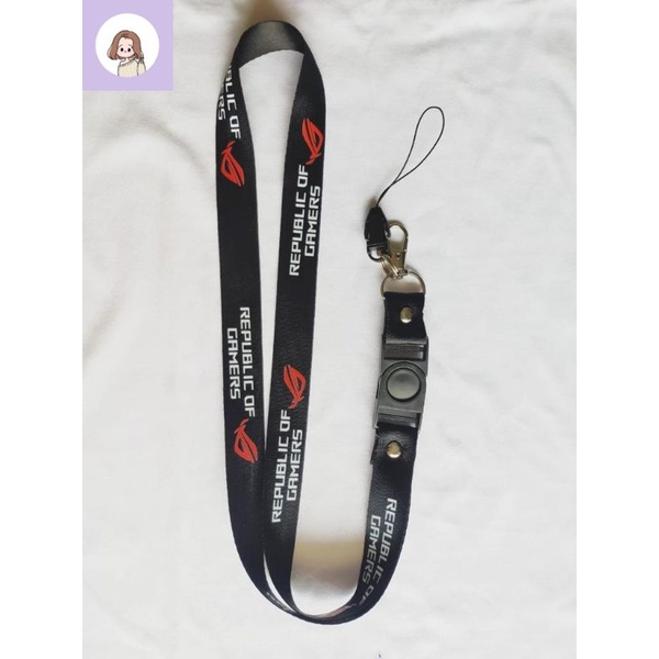 

Lanyard REPUBLIC OF GAMERS gantungan kunci BRAND / tali lanyard gantungan leher id card name tag kartu nama / pods