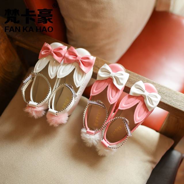 GS3070 BUNNY FURY SHOES sepatu import korea anak pink putih white lucu murah baby pesta perempuan