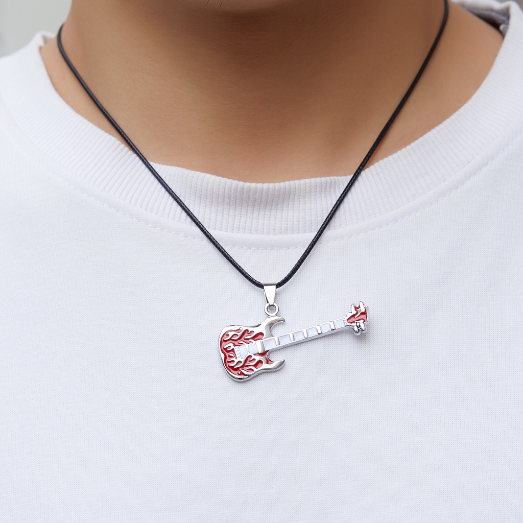 Kalung Liontin Gitar Biola Bahan stainless steel Gaya hip hop punk Untuk Pria Dan Wanita