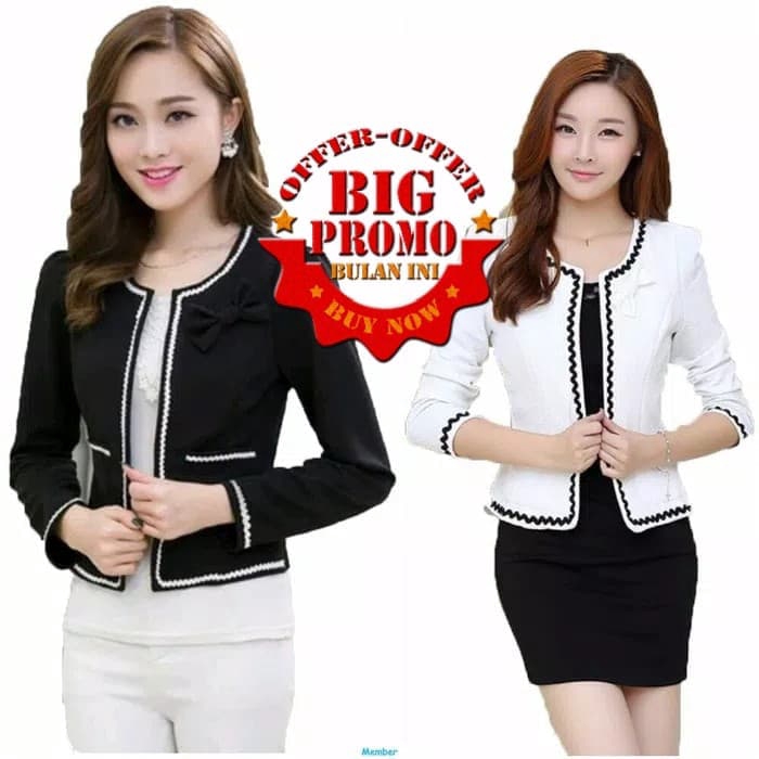 Blazer kerja wanita korea style - jaket wanita korea - Putih