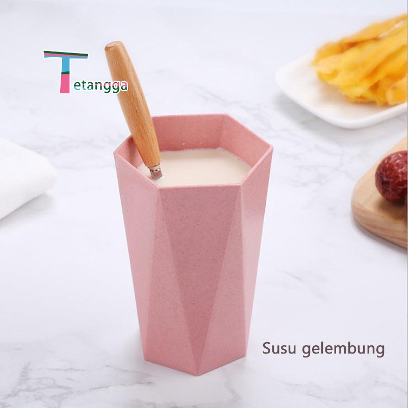 4Pcs Wheatstraw Cangkir Plastik Cup Warna Warni Set Wheat Water Fashion Water Toothbrush Cup Tetangg