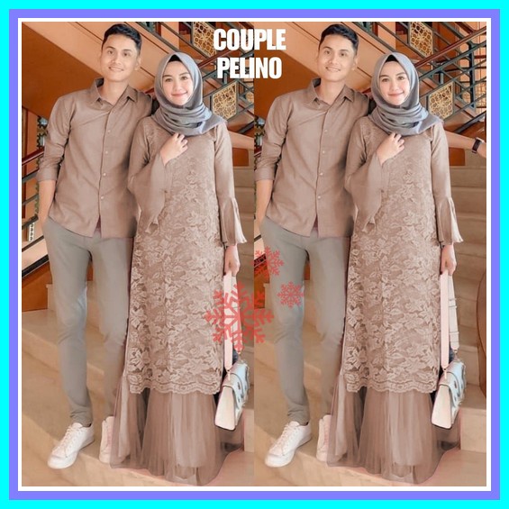 Gamis Couple Pasangan Terbaru 2021 2022 Lebaran Remaja Kekinian /Gamis Couple Damara Kemeja Pasangan