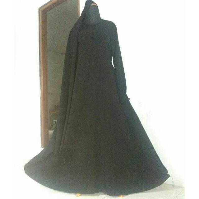 Hijab Aisya, baju set cadar bandana, baju khimar jetblack, cadar bandana