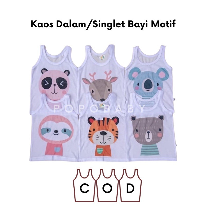 KAOS DALAM BAYI/ SINGLET BAYI MOTIF KARAKTER PEREMPUAN/ LAKI PERTAMA DI SHOPEE!