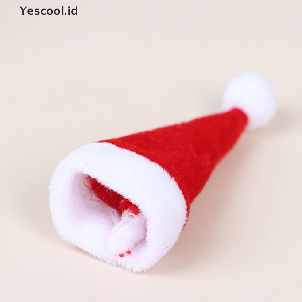 (Yescool) 2pcs / Set Topi Kupluk + Syal Mini Tema Natal Untuk Aksesoris Boneka