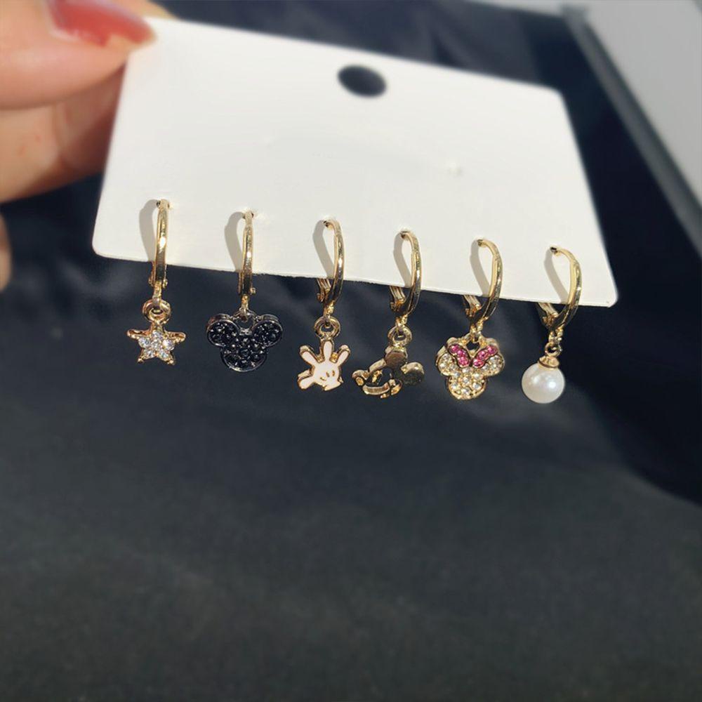 Needway Anting Asimetris Gadis Lucu Mutiara Hadiah Besar Perhiasan Telinga Bintang Anting Gaya Korea