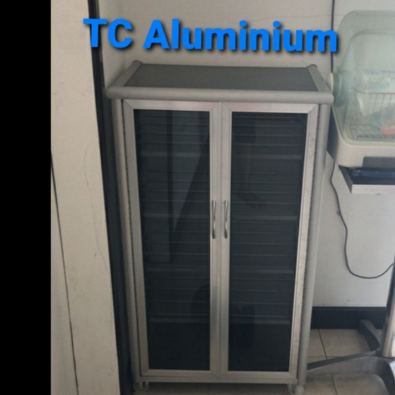 TC ALUMINIUM LS 1 54X38X94 s b w  LEMARI RAK SEPATU 5 SUSUN ALUMINUM HOLLOW 20U SILVER COKLAT PUTIH 