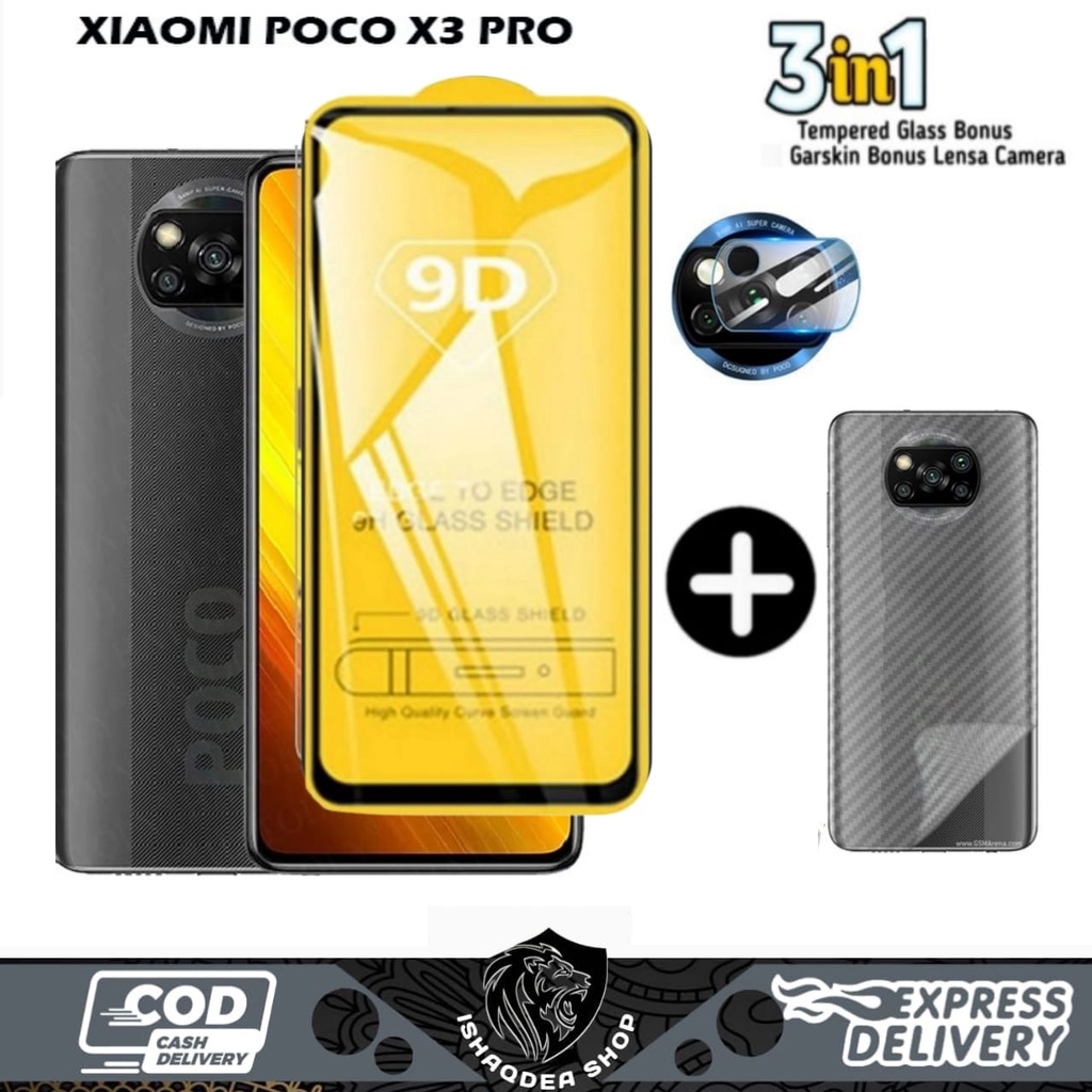 [PAKET HEMAT] Poco X3 Pro X3 Pro NFC X3 GT F3 M3 Pro Tempered Glass Blue Light Free Camera Glass + Skin Carbon / Anti Gores Layar Anti radiasi