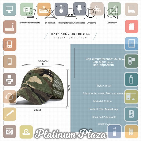 Evrfelan Topi Baseball Trucker Cap Hat Army Camouflage - S8R - Gray`2QEIJJ-