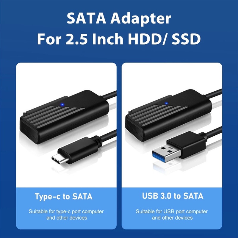 Kabel Transmisi Data SATA Ke USB 3.0 Tipe C 5Gbps High Speed Untuk Hard Disk HDD SDD 2.5 &quot;