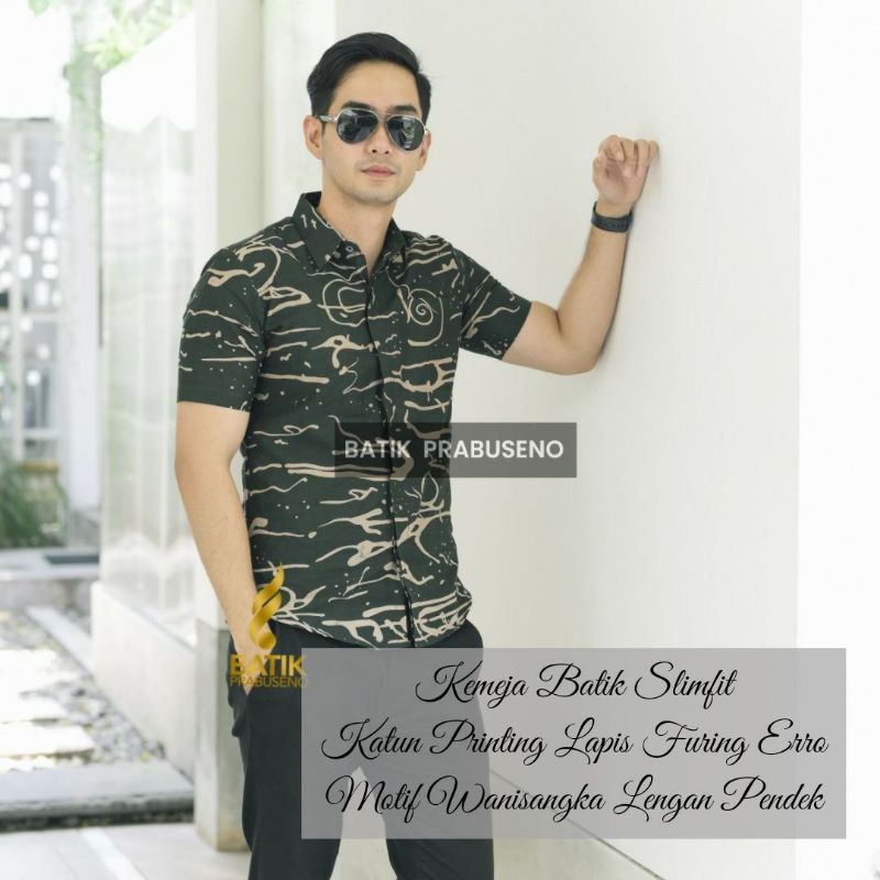 Wanisangka Kemeja Batik Pria  Slimfit Original Prabuseno Full Furing Modern Premium Branded Hem Baju
